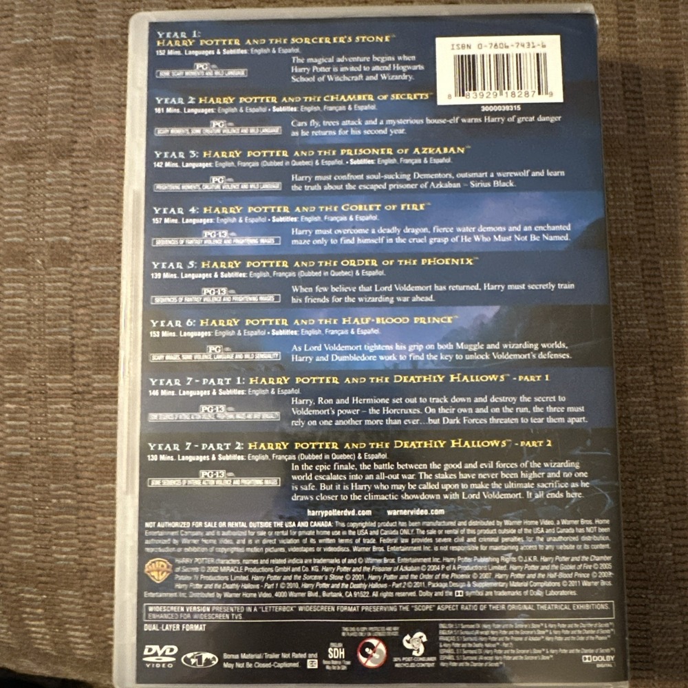 Harry Potter: Complete 8-Film Collection (DVD) H135 - Picture 7 of 7